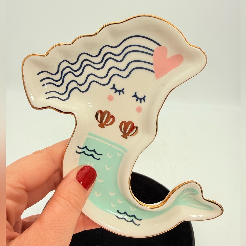 Mermaid Trinket Dish with Gold Accents